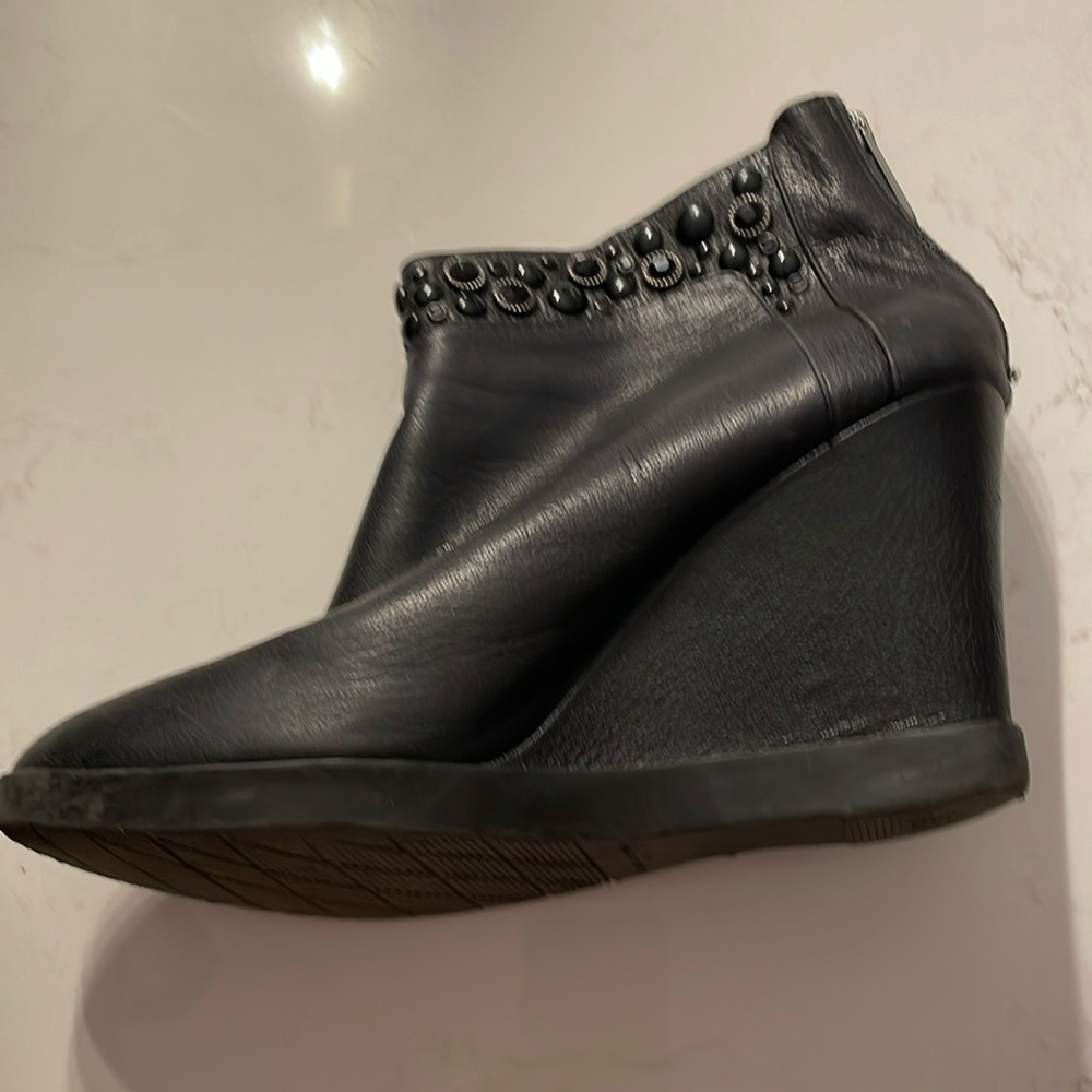 Donald Pliner Black Chez Wedge Rhinestone Boots size 11 M